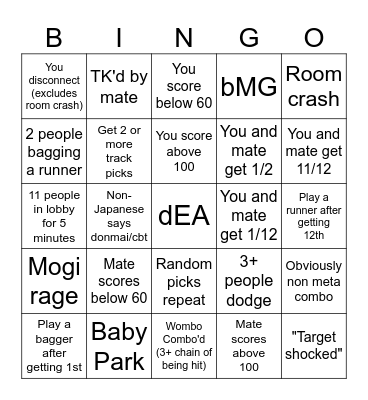 MK8D LOUNGE BINGO Card