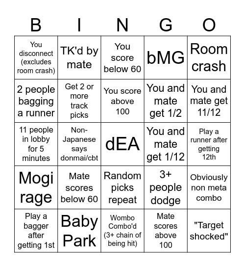 MK8D LOUNGE BINGO Card