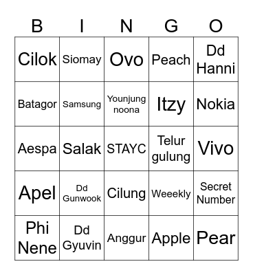 wonbinri Bingo Card