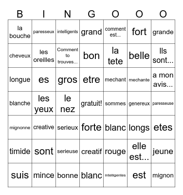 Chapter 3 vocabulary Bingo Card