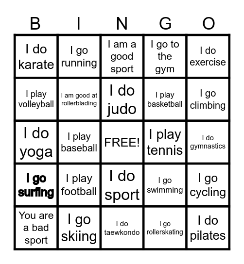 SUPER SPORTS Bingo Card