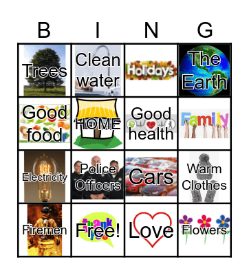 GRATITUDE Bingo Card