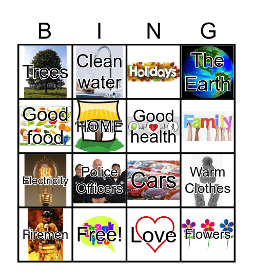 GRATITUDE Bingo Card