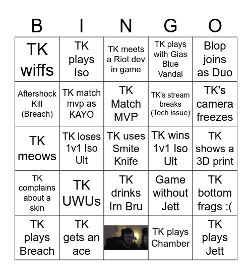 TK's Stream Bingo Card