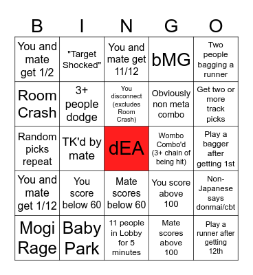 MK8D LOUNGE BINGO Card