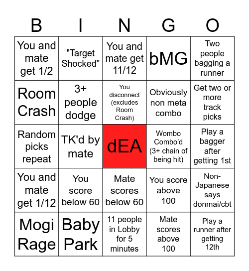 MK8D LOUNGE BINGO Card