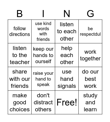 Citizenship Bingo Card