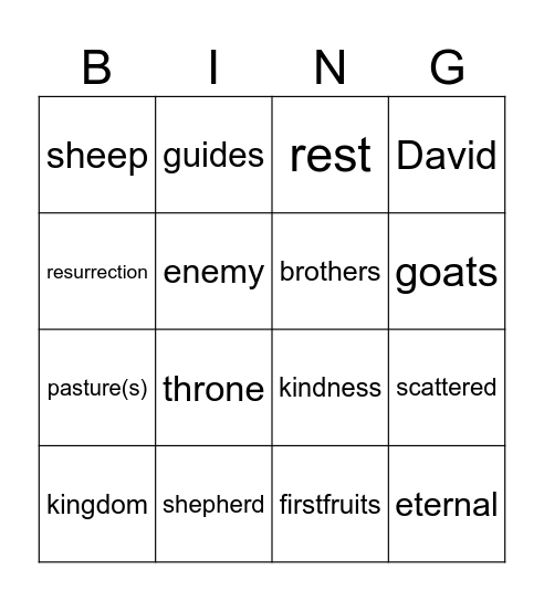 Christ the King year A Bingo Card
