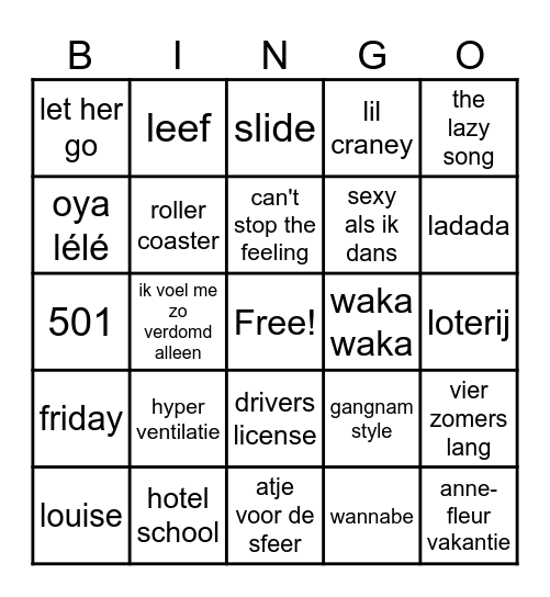 muziek bingo Card