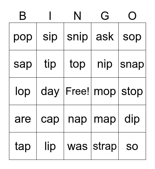 Danny and the Dinosaur Word Study 2 Bingo Card