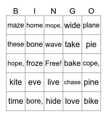 Untitled Bingo Card