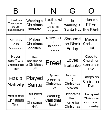 Jingle & Mingle Bingo Card