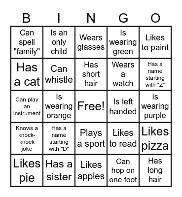Find someone who... Bingo Card