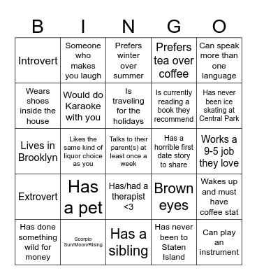 Mingle All the Way Bingo Card