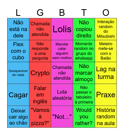 Bingo dos Gostosos Bingo Card