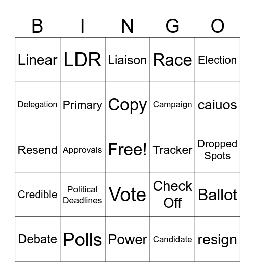 Political 2023 Bingo Card