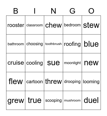 UFLI Lesson 90 and 91 Bingo Card