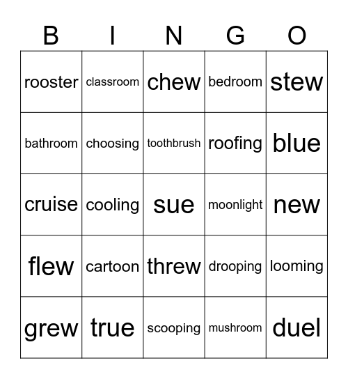 UFLI Lesson 90 and 91 Bingo Card