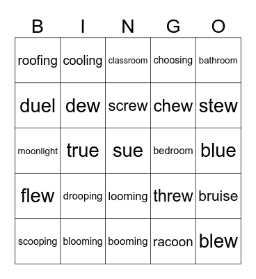 UFLI Lesson 90 and 91 Bingo Card