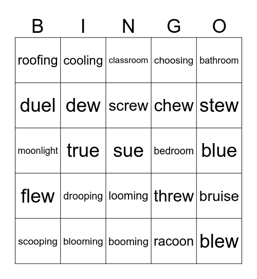 UFLI Lesson 90 and 91 Bingo Card