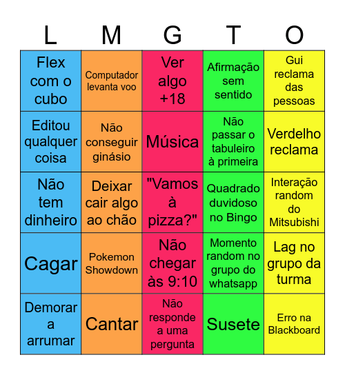 Bingo dos Gostosos Bingo Card