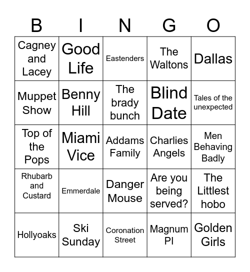 TV Themes Bingo Card