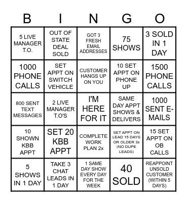 BDC BINGO Card