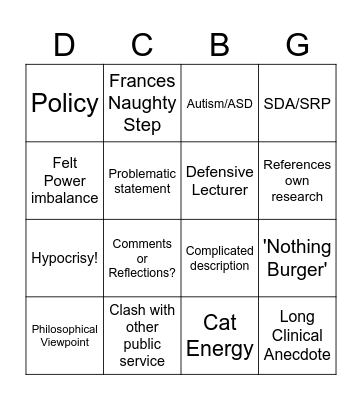 DClin Bingo Card