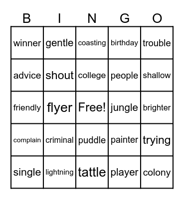 BINGO Card