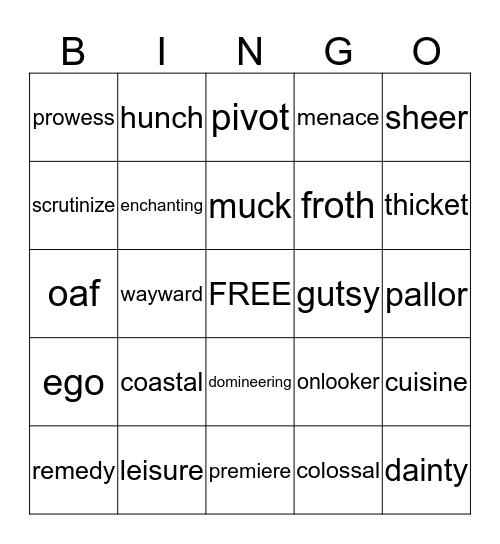 Lessons 4-5 Bingo Card
