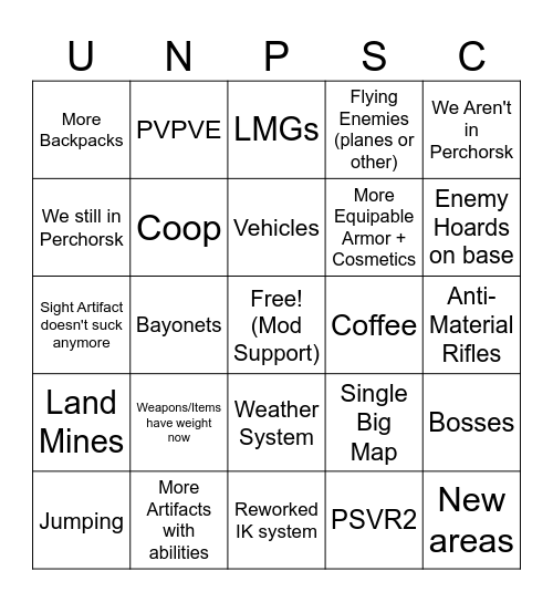 Into the Radius 2 Bingo Card