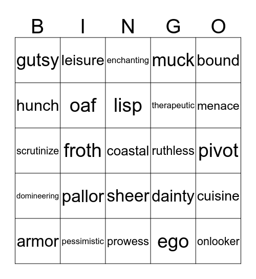 Lessons 4-5 Bingo Card