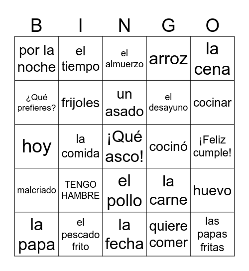 LINA LA MALCRIADA Bingo Card