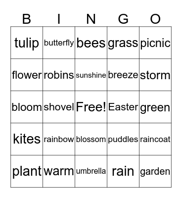Spring Bingo! Bingo Card