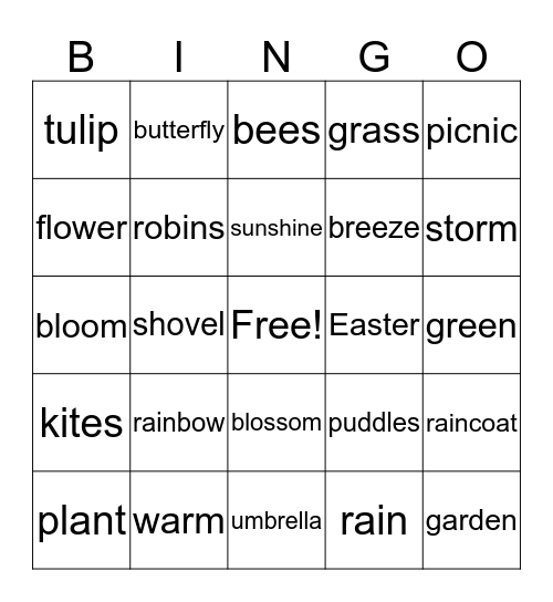 Spring Bingo! Bingo Card
