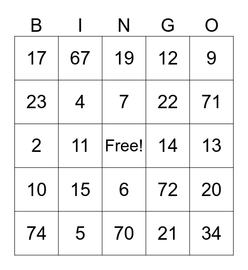 пп Bingo Card