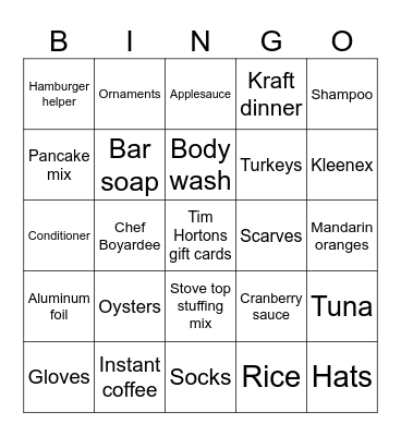 Giving Back Bingo Card
