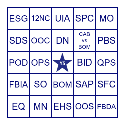 YIELDSTAR BINGO Card