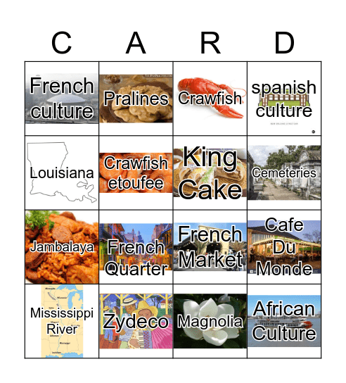 Louisiana Bingo Card 1 Bingo Card