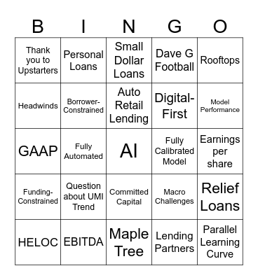 Q3 Earnings Bingo Card