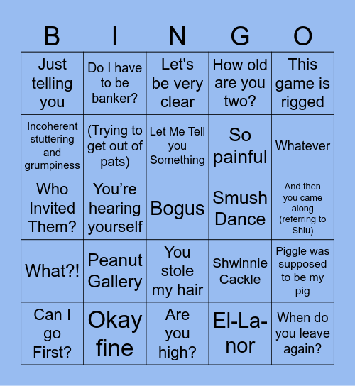 Smush Bingo Card