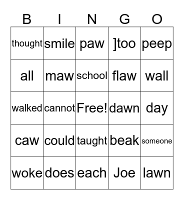 A Crow With Flaws Bingo Card