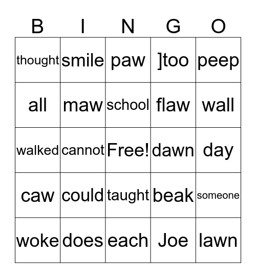 A Crow With Flaws Bingo Card