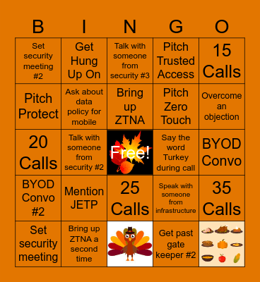 Virtual Thanksgiving Bingo Card