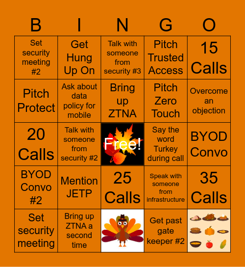 Virtual Thanksgiving Bingo Card