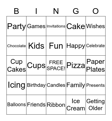 BIRTHDAY  Bingo Card