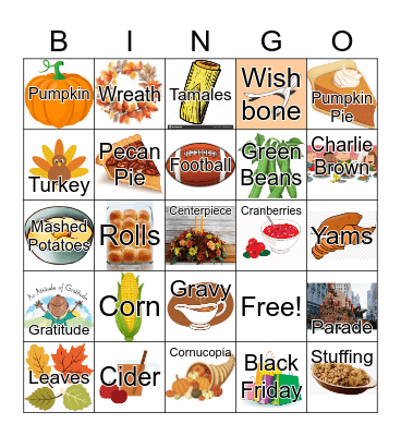 Thanksgiving Bingo Card