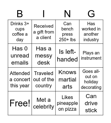 U.S.B Bingo Card