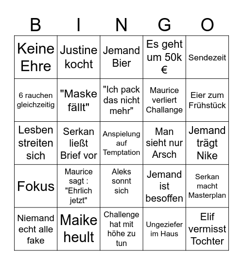 Sommerhaus Bingo Card