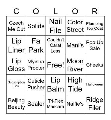 Color Street Bingo Card